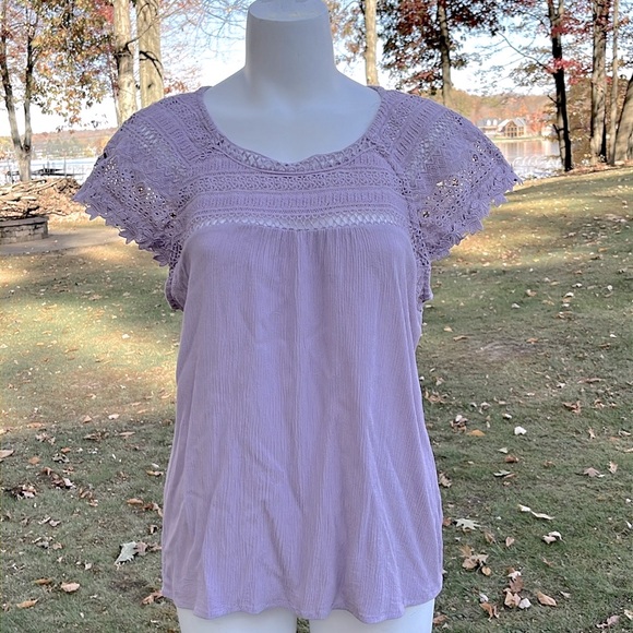 Maurices lilac lace boho blouse L-XL - Picture 2 of 12